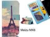 Meizu MX6 case 3 card leather wallet case printed ID