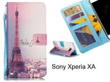 Sony Xperia XA case 3 card leather wallet case printed ID