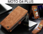 MOTO G4 PLUS Case Retro Flannelette leather case multi cards zipper