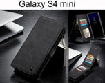 Galaxy S4 mini Case Retro Flannelette leather case multi cards zipper