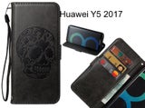 Huawei Y5 2017 case skull vintage leather wallet case