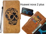 Huawei nova 2 plus case skull vintage leather wallet case