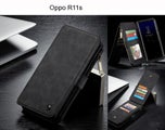Oppo R11s Case Retro Flannelette leather case multi cards zipper
