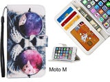 Moto M case 3 card leather wallet case printed ID