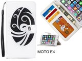 MOTO E4 case 3 card leather wallet case printed ID