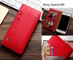 Sony Xperia M5 case flip leather wallet case 6 card slots