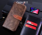 Oppo R11 case leather wallet case croco style
