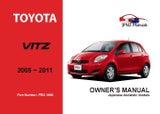 Toyota – Vitz Owners User Manual In English 2005 – 2011 (Part N.o 3006)