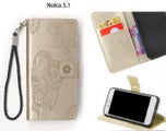 Nokia 5.1 case embossed pu leather wallet owl gold