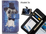 Alcatel 3c case 3 card leather wallet case printed ID