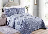 OVERSIZED LUXURY 3 PIECE QUILTED BEDSPREAD recommended for DOUBLE or QUEEN #34
