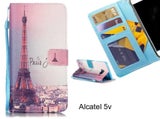 Alcatel 5v case 3 card leather wallet case printed ID