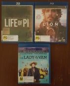 Quality Bluray 3 pack: LADY IN THE VAN, LION, LIFE OF PI