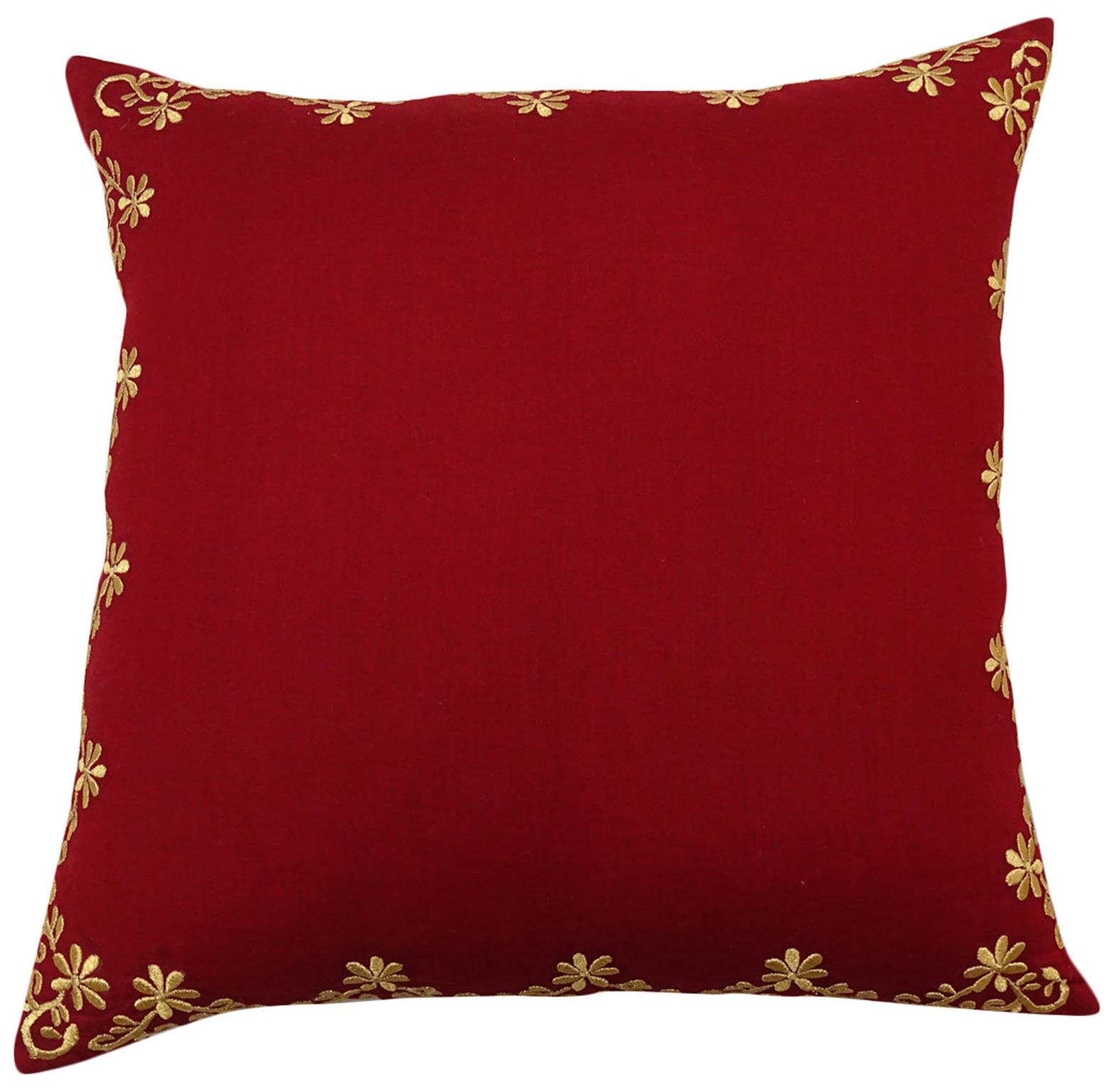Home Decorative Red Indian Cushion Cover Floral Embroidered Cotton