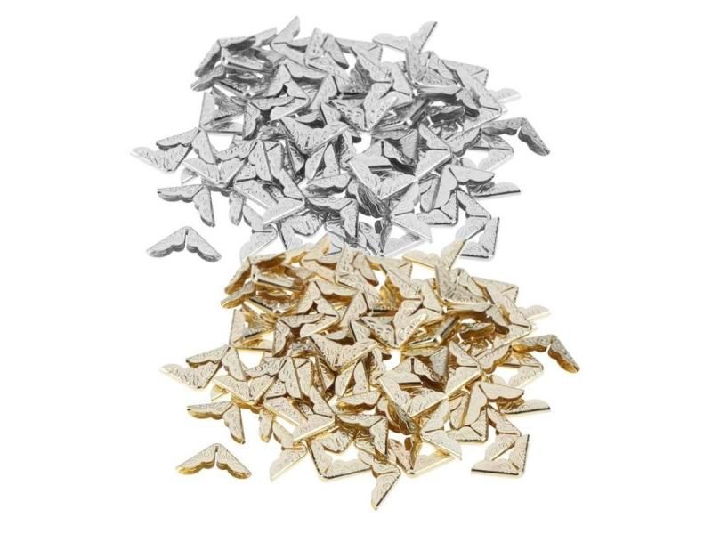 100/200pcs Metal Book Corner Protectors Tone Scrapbooking Albums Menus ...