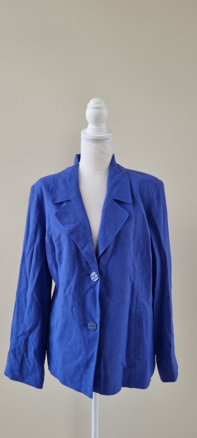 Blue Illusion Linen Blend Jacket Size L