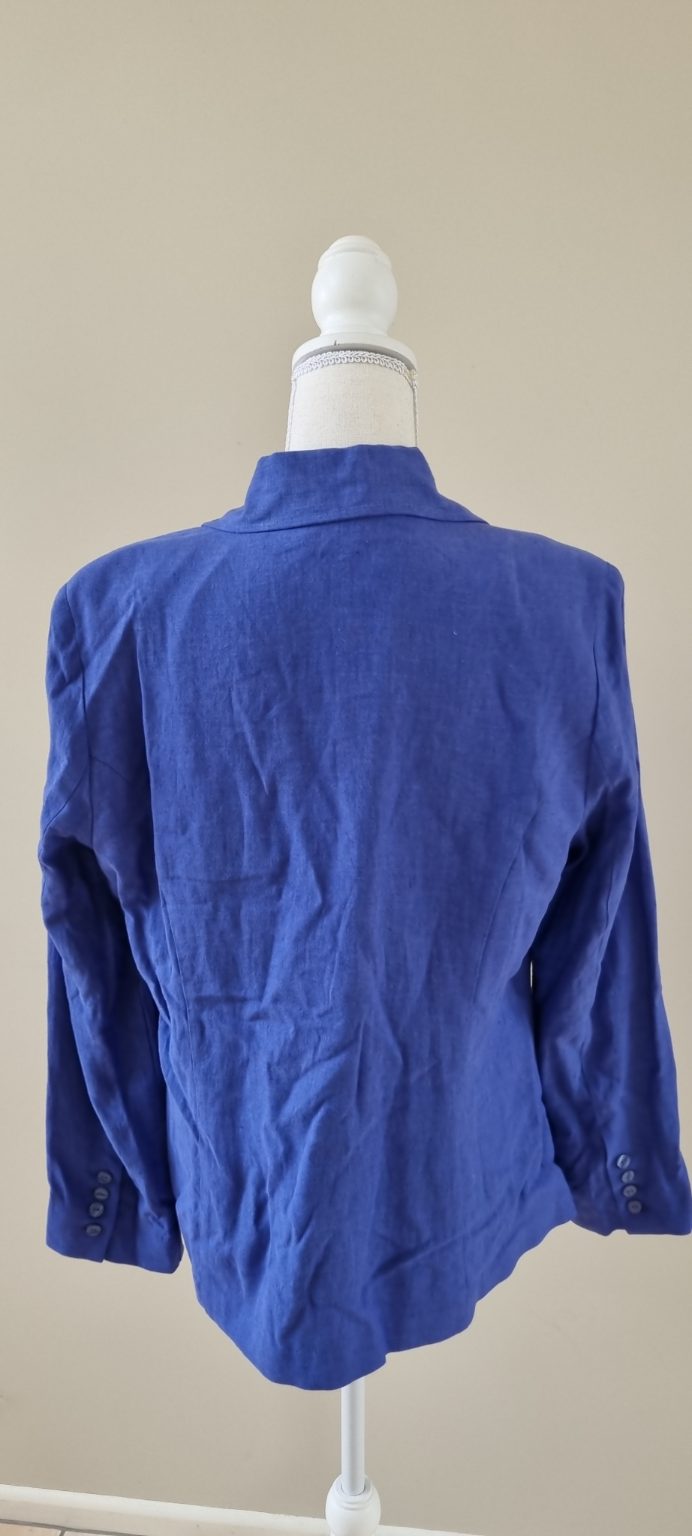 Blue Illusion Linen Blend Jacket Size L, image 3