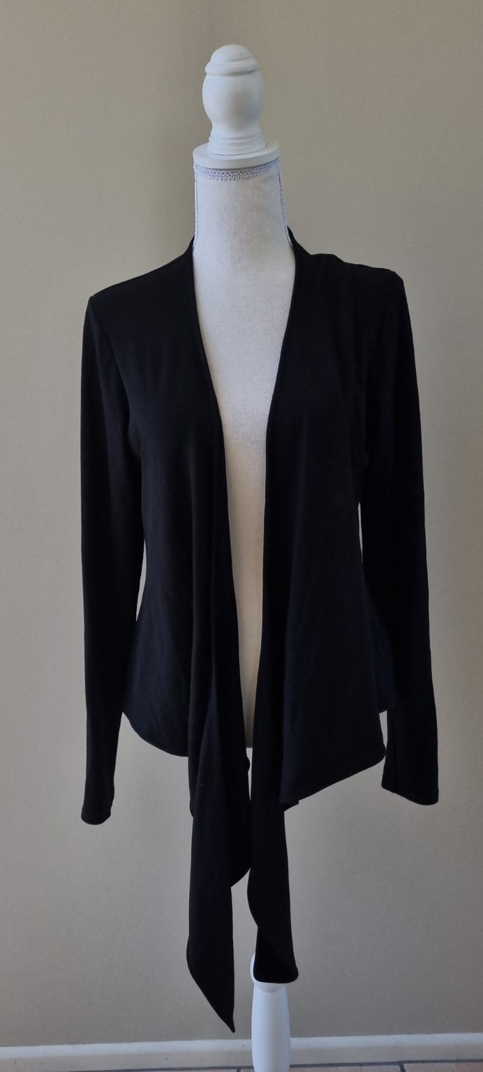 Paula Ryan Black Merino Wool Cardigan size L