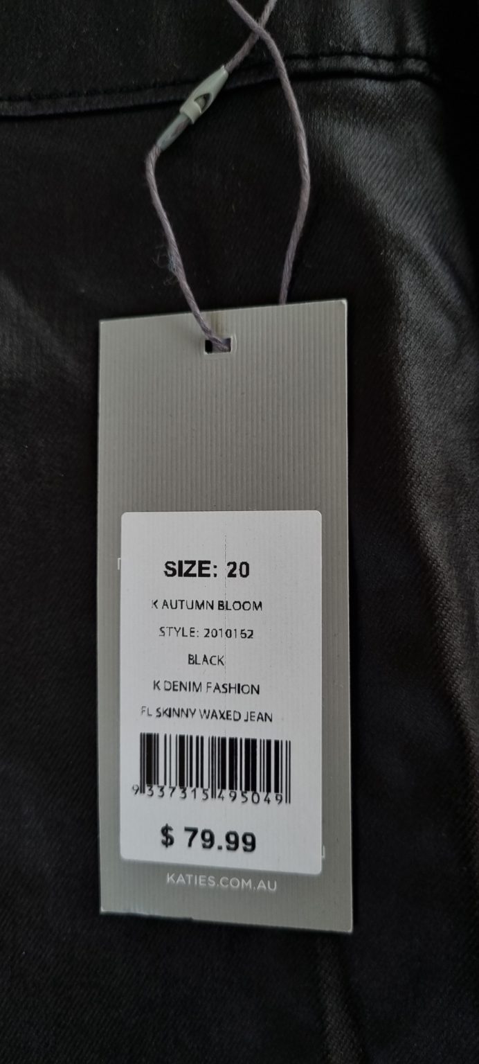 Katies Black Waxed Jeans size 20 NEW WITH TAG, image 3