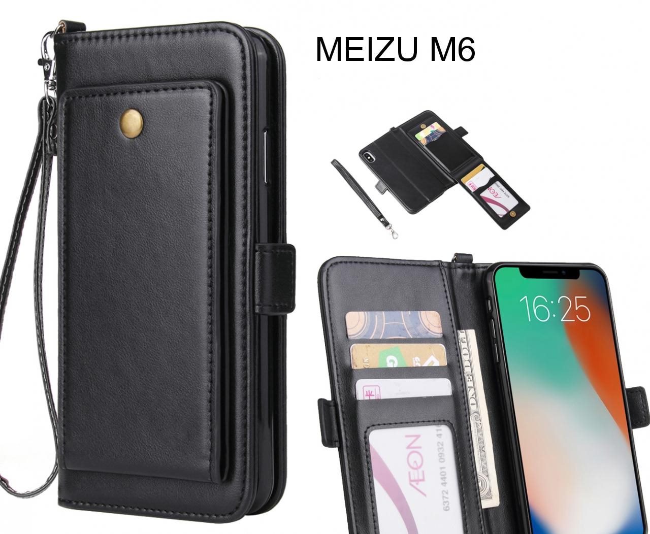Compatibile per MEIZU M6 NOTE M721H schermo 5.5 Custodia COVER case STAND FLIP LIBRO gel silicone TPU ECO PELLE portafoglio porta carte magnetica (Nero
