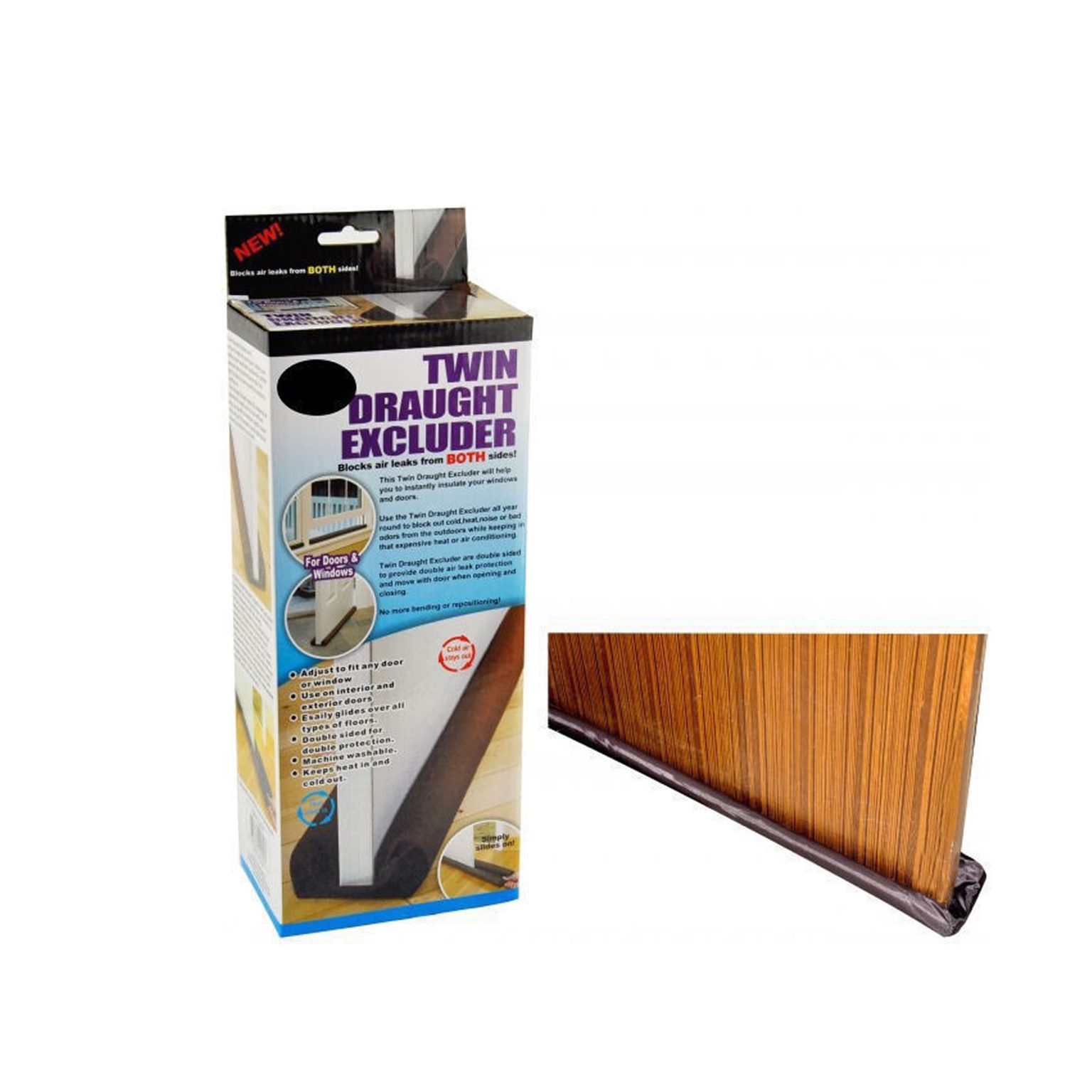 Twin Draft Stopper Double Sided Snake Air Wind Door Guard Cover