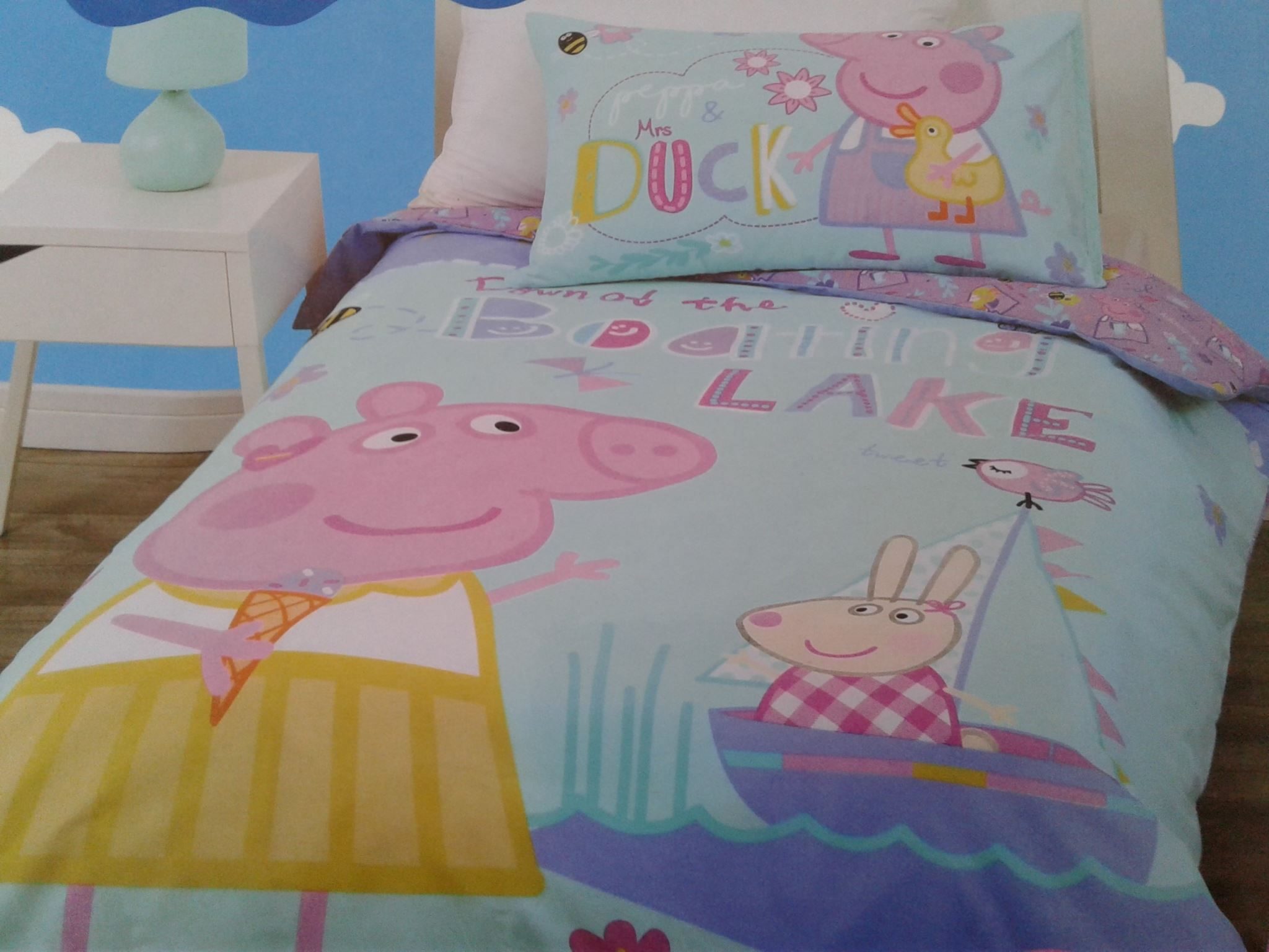 Matching Pillow Case Official Bedding Peppa Pig Single Duvet Cover Reversible Design Polyester-Cotton Pink