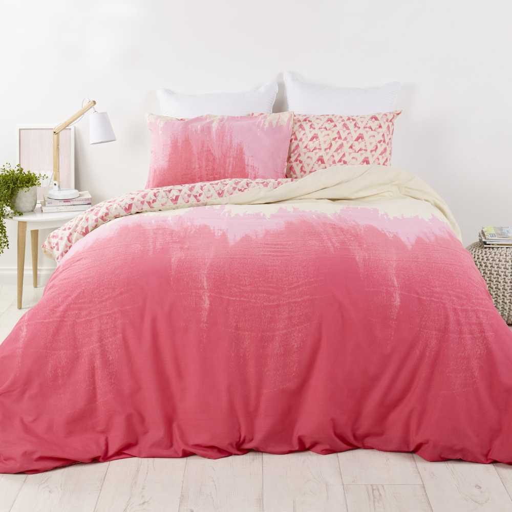 100 Cotton Beautiful Melon Pink Ombre Duvet Cover Set Single