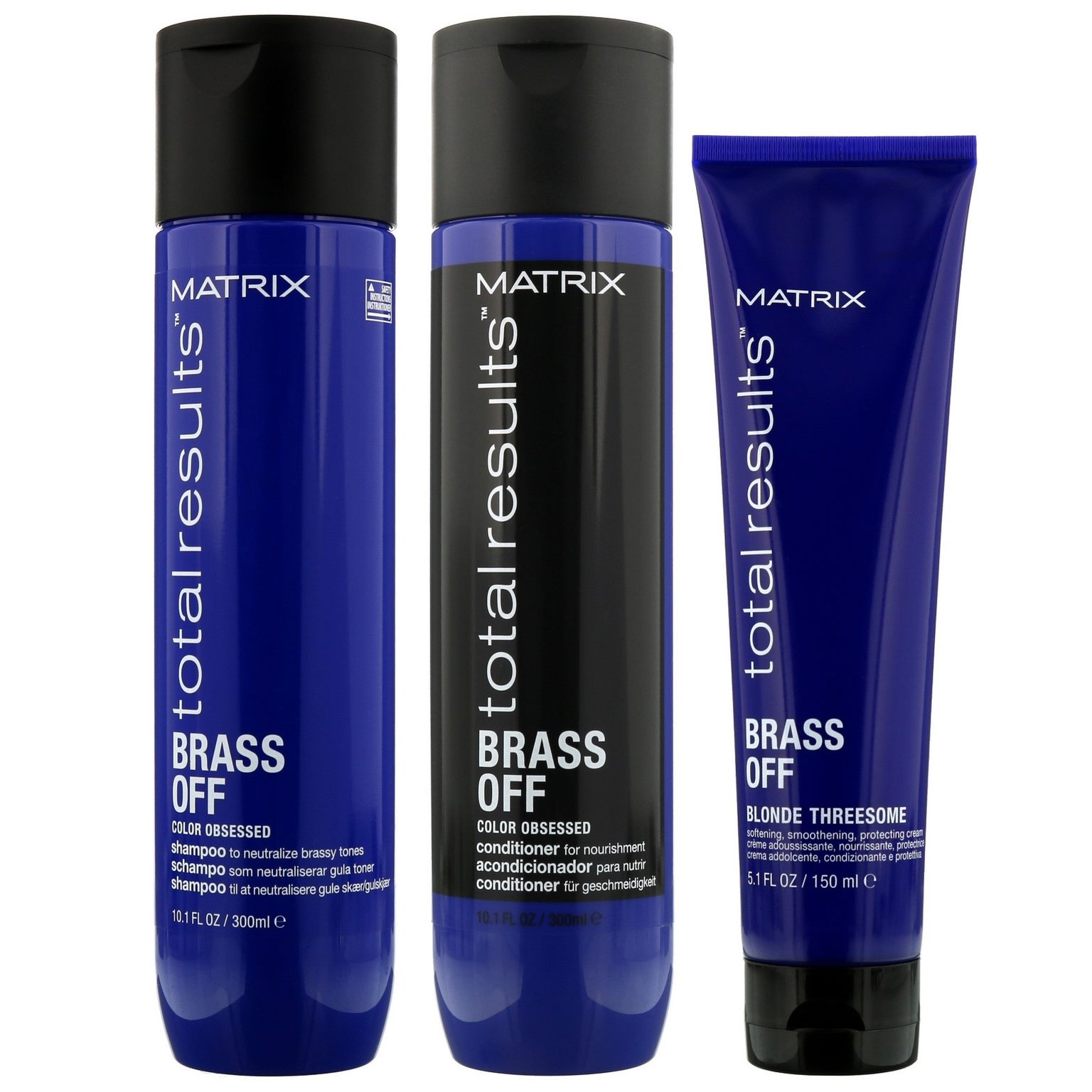 Brand New Matrix Brass Off Blue Shampoo Conditioner And Leave In
