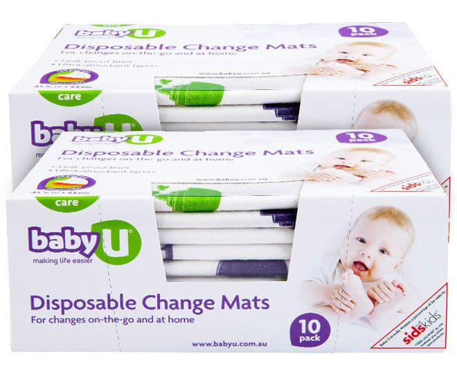 2 X Baby U Disposable Change Mats 10 Pack Disposable Change Mats