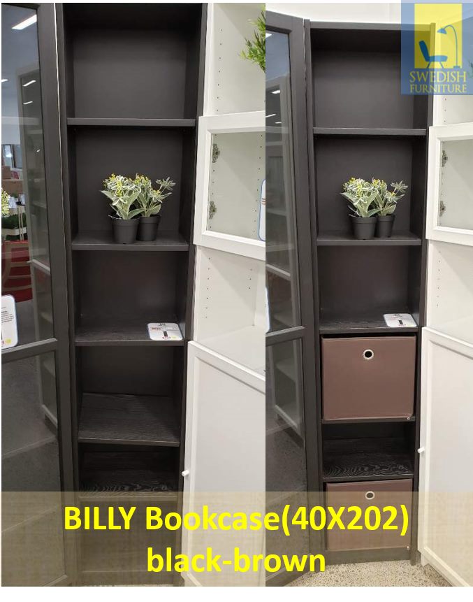 Ikea Billy Bookcase 40x202 Black Brown Trade Me To Enlarge Photo