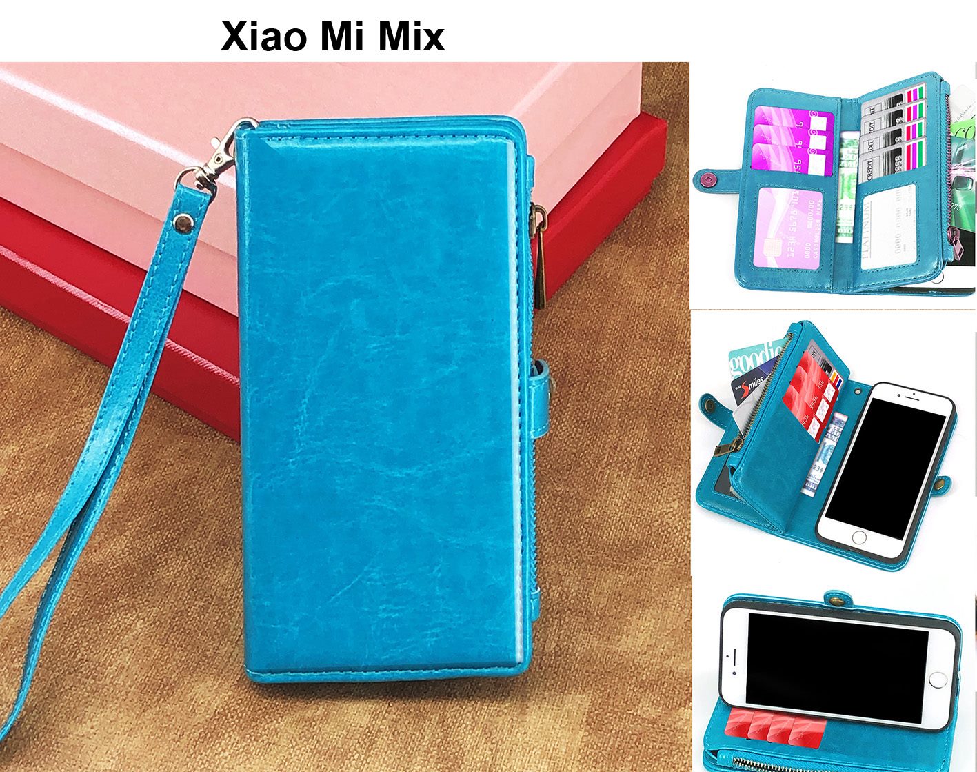 Xiaomi Mi Mix Case Triple Wallet Pu Leather 11 Cards Zip Pocket Turq Trade Me