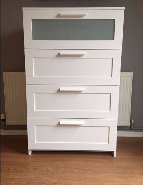 Ikea Brimnes Chest Of 4 Drawers White Frosted Glass Trade Me