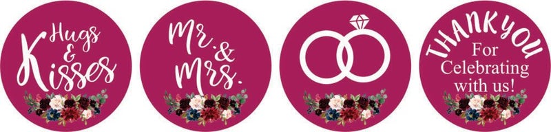 Darling Souvenir Wedding Theme Stickers Hersheys Kisses Candy Labels 190 Pcs Party Favor-Red
