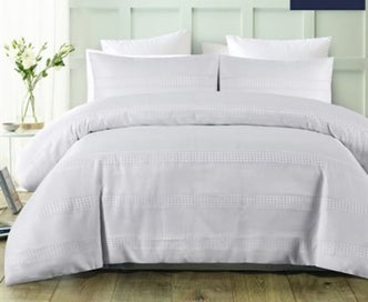 White Striped Jacquard Duvet Cover Set King Trade Me