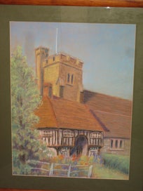 Listing 5 of 15 for R Gutteridge Village Church & Cottage in Stone - Kent UK original artwork