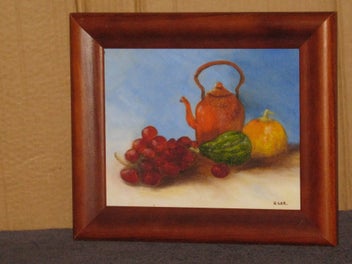 Listing 2 of 15 for B Lee - Kettle Grapes & Vegetables Original Painting on Canvas