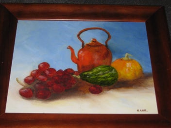 Listing 5 of 15 for B Lee - Kettle Grapes & Vegetables Original Painting on Canvas