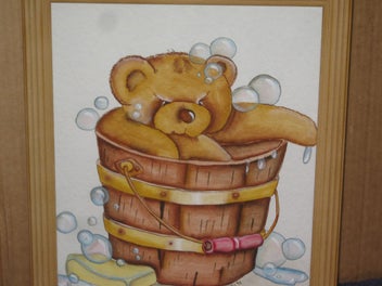 Listing 3 of 12 for Nicky - Real cute ' Teddy Bear Bath in a Bucket ' Original Watercolour Painting