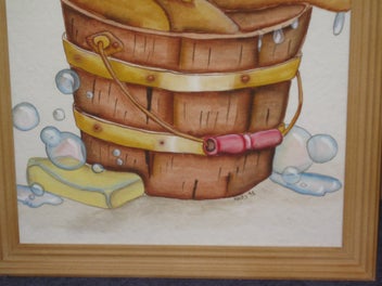 Listing 6 of 12 for Nicky - Real cute ' Teddy Bear Bath in a Bucket ' Original Watercolour Painting