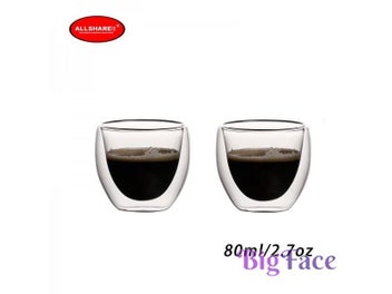 Listing 4 of 11 for Set Of 2pcs Double Wall Heat Resistant Borosilicate Glass Coffee Cups For Tea