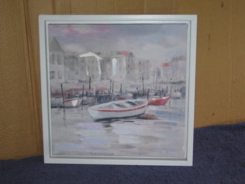 Listing 2 of 11 for Yong - Boats In The Harbour Painting hand coloured & finished print mixed media