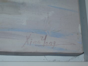 Listing 4 of 11 for Yong - Boats In The Harbour Painting hand coloured & finished print mixed media