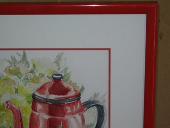 Listing 8 of 19 for Julie Feran Coffee Pot & Fruit & Flowers Watercolour Painting