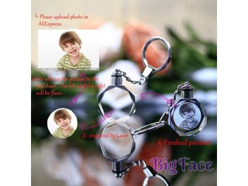 Listing 4 of 11 for LED Wedding Frame Photo Album Photos Colorful Crystal Glass Key Chain Custom