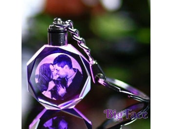 Listing 7 of 11 for LED Wedding Frame Photo Album Photos Colorful Crystal Glass Key Chain Custom