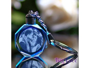 Listing 9 of 11 for LED Wedding Frame Photo Album Photos Colorful Crystal Glass Key Chain Custom