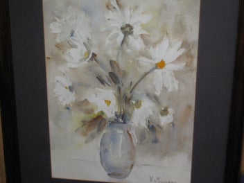 Listing 5 of 10 for V Massey Flowers In a Vase Scene Original Watercolour Painting
