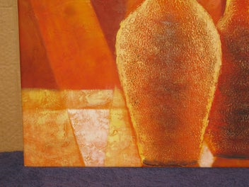 Listing 7 of 13 for W Hall Large Bright Colourful Flowers In Three Pots or Jugs Original Painting