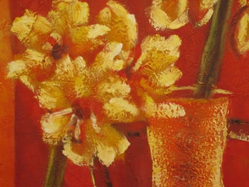 Listing 9 of 13 for W Hall Large Bright Colourful Flowers In Three Pots or Jugs Original Painting