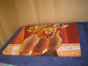 Listing 11 of 13 for W Hall Large Bright Colourful Flowers In Three Pots or Jugs Original Painting